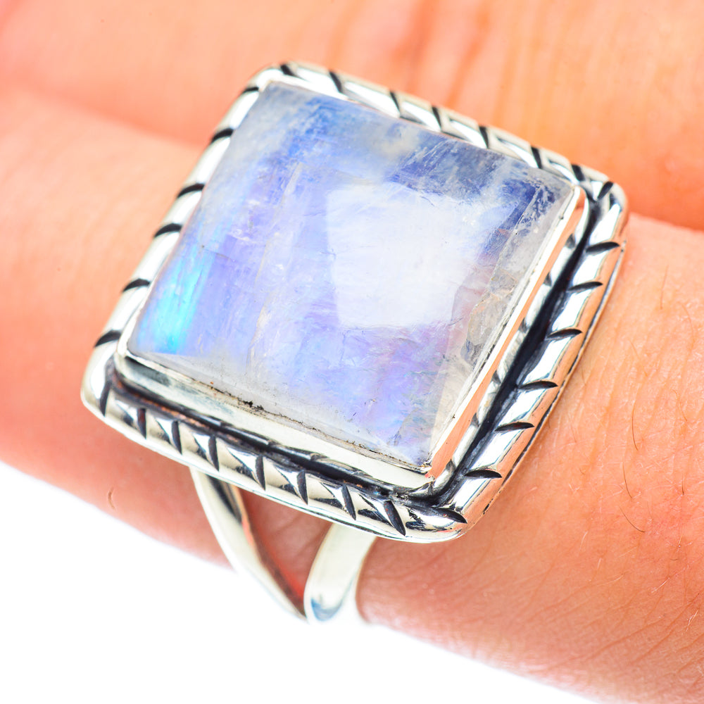 Rainbow Moonstone Rings handcrafted by Ana Silver Co - RING57106