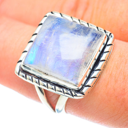 Rainbow Moonstone Rings handcrafted by Ana Silver Co - RING57106
