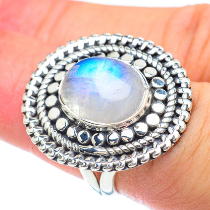 Rainbow Moonstone Rings handcrafted by Ana Silver Co - RING57107