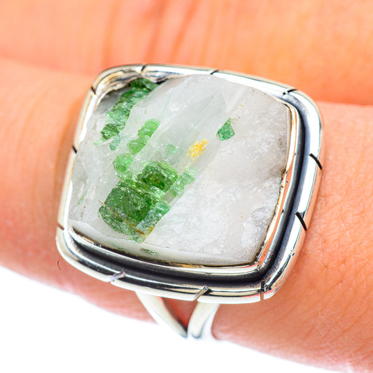 Green Tourmaline In Quartz Rings handcrafted by Ana Silver Co - RING57154