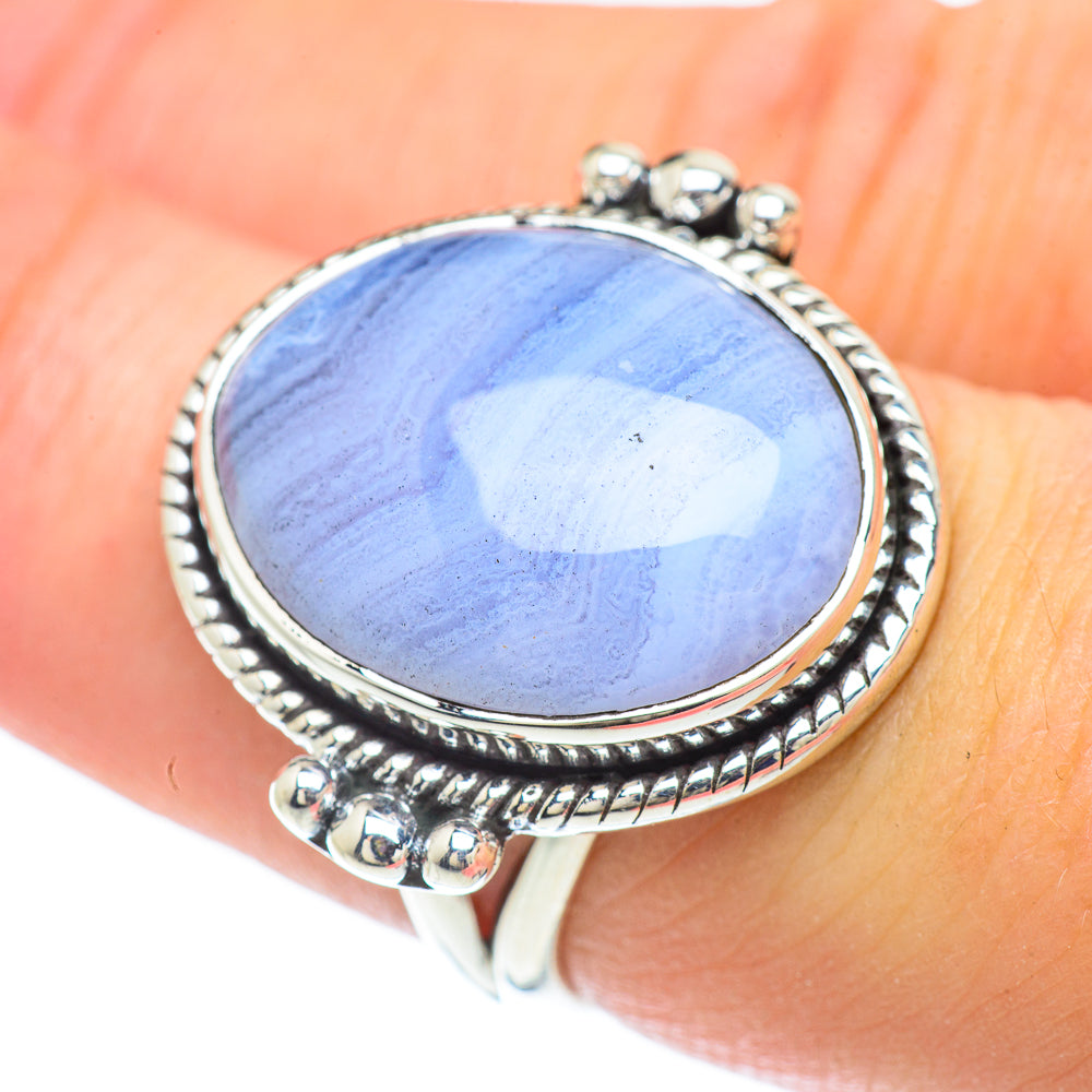 Blue Lace Agate Rings handcrafted by Ana Silver Co - RING57180