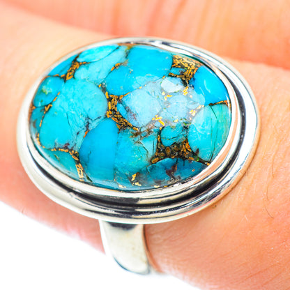 Blue Copper Composite Turquoise Rings handcrafted by Ana Silver Co - RING57203
