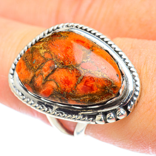 Orange Copper Composite Turquoise Rings handcrafted by Ana Silver Co - RING57214