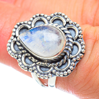 Rainbow Moonstone Rings handcrafted by Ana Silver Co - RING57220