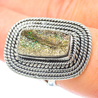Spectro Pyrite Druzy Rings handcrafted by Ana Silver Co - RING57231