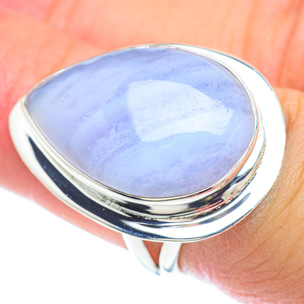 Blue Lace Agate Rings handcrafted by Ana Silver Co - RING57270