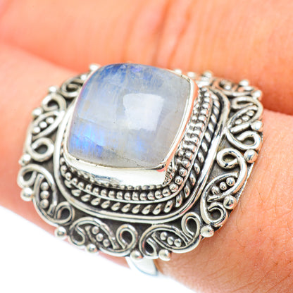 Rainbow Moonstone Rings handcrafted by Ana Silver Co - RING57271