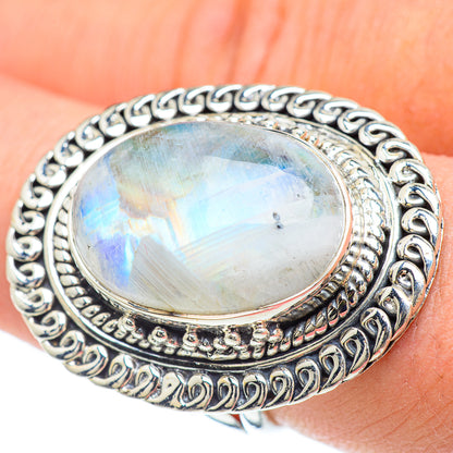 Rainbow Moonstone Rings handcrafted by Ana Silver Co - RING57272