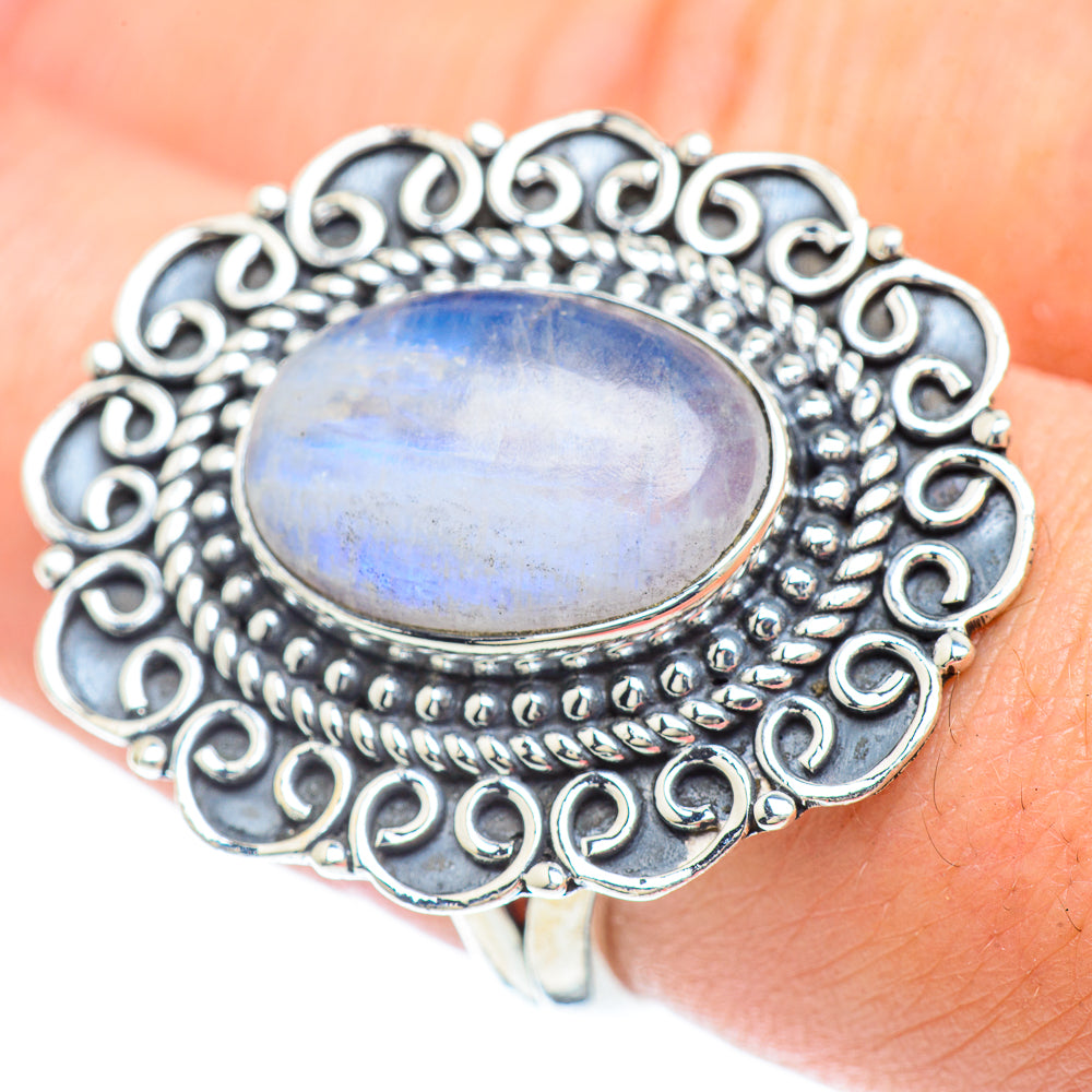 Rainbow Moonstone Rings handcrafted by Ana Silver Co - RING57359