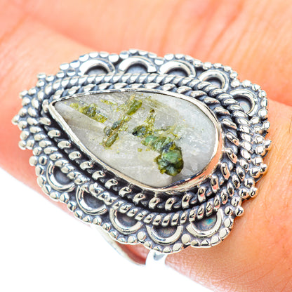 Green Tourmaline In Quartz Rings handcrafted by Ana Silver Co - RING57389