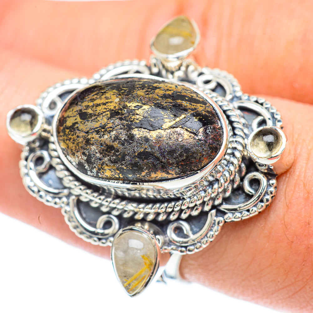 Pyrite Agate Rings handcrafted by Ana Silver Co - RING57414