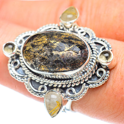 Pyrite Agate Rings handcrafted by Ana Silver Co - RING57414