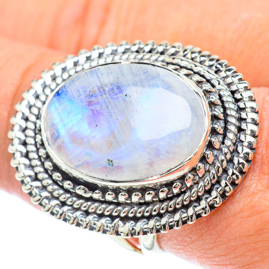 Rainbow Moonstone Rings handcrafted by Ana Silver Co - RING57418