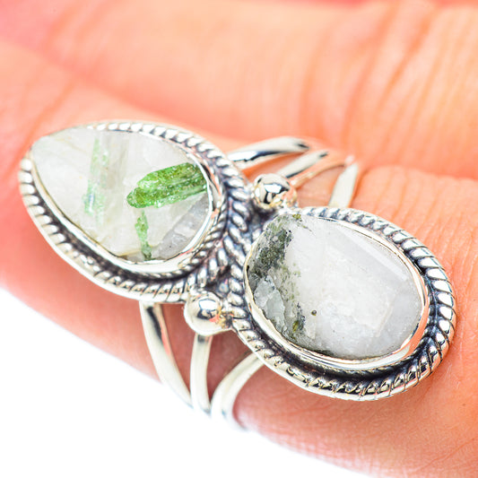 Green Tourmaline In Quartz Rings handcrafted by Ana Silver Co - RING57420