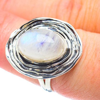 Rainbow Moonstone Rings handcrafted by Ana Silver Co - RING57449