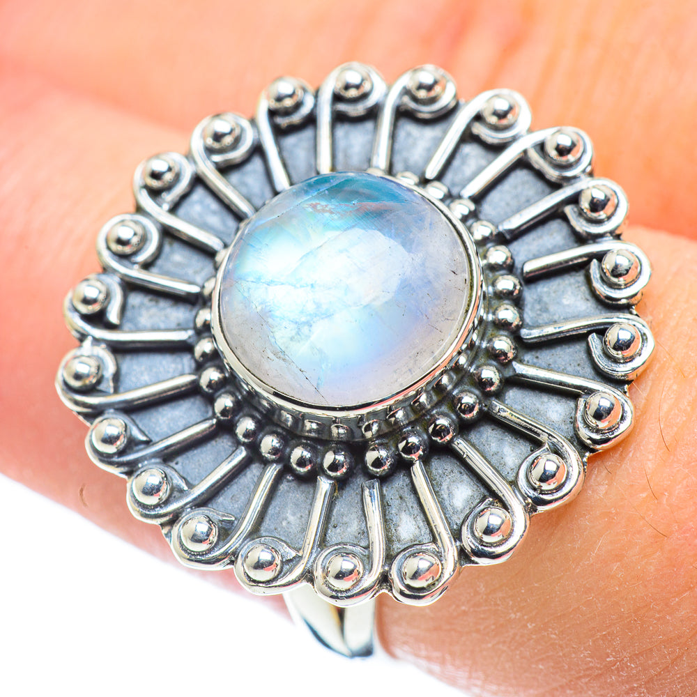 Rainbow Moonstone Rings handcrafted by Ana Silver Co - RING57450