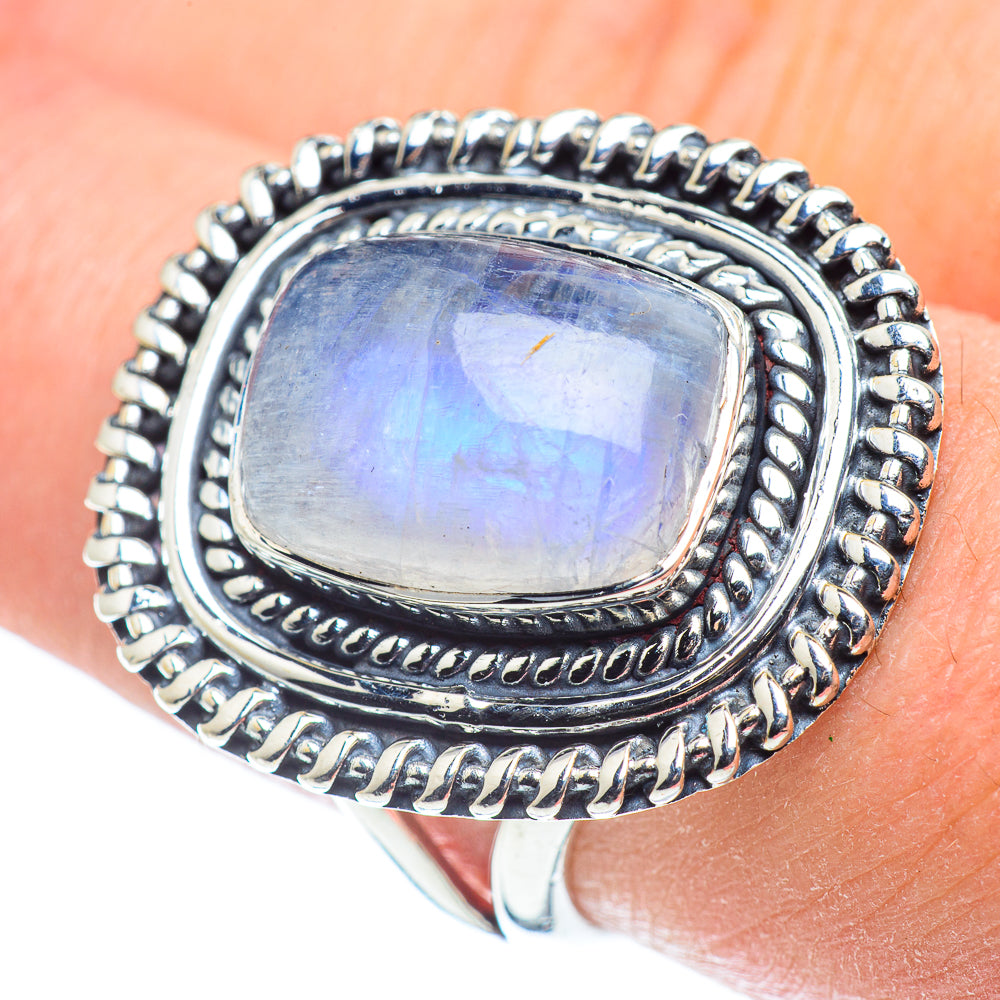 Rainbow Moonstone Rings handcrafted by Ana Silver Co - RING57520