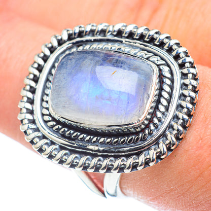 Rainbow Moonstone Rings handcrafted by Ana Silver Co - RING57520