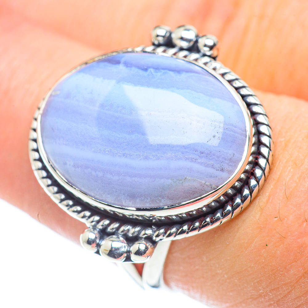 Blue Lace Agate Rings handcrafted by Ana Silver Co - RING57536