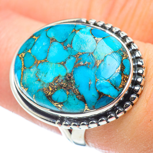 Blue Copper Composite Turquoise Rings handcrafted by Ana Silver Co - RING57538