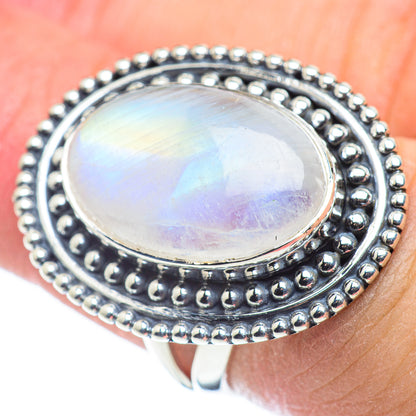 Rainbow Moonstone Rings handcrafted by Ana Silver Co - RING57565