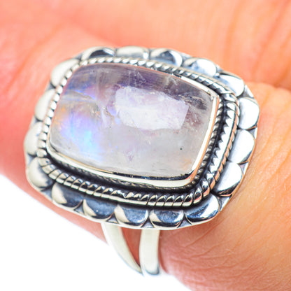 Rainbow Moonstone Rings handcrafted by Ana Silver Co - RING57590