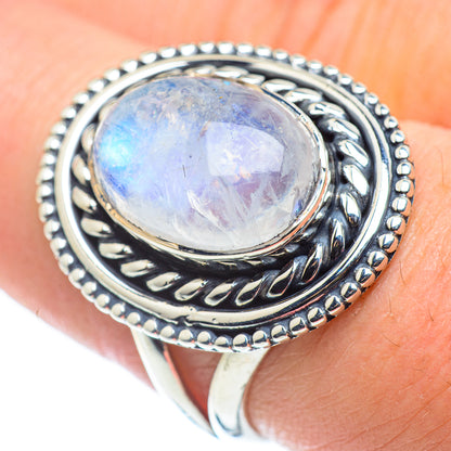 Rainbow Moonstone Rings handcrafted by Ana Silver Co - RING57606