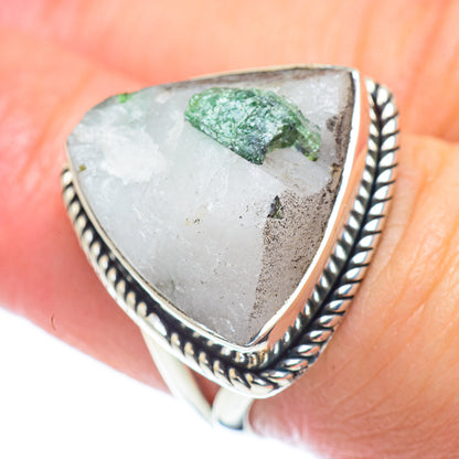 Green Tourmaline In Quartz Rings handcrafted by Ana Silver Co - RING57635