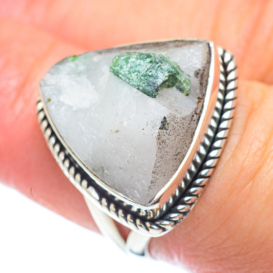 Green Tourmaline In Quartz Rings handcrafted by Ana Silver Co - RING57635