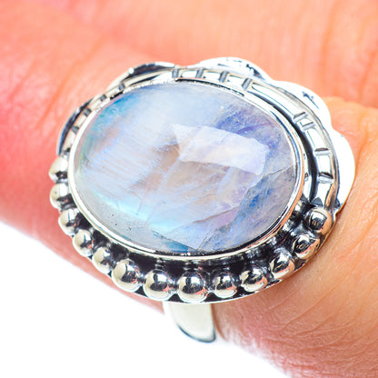 Rainbow Moonstone Rings handcrafted by Ana Silver Co - RING57645