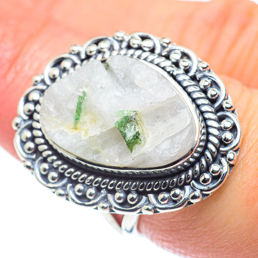 Green Tourmaline In Quartz Rings handcrafted by Ana Silver Co - RING57648