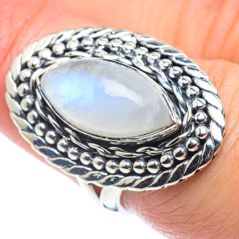 Rainbow Moonstone Rings handcrafted by Ana Silver Co - RING57665