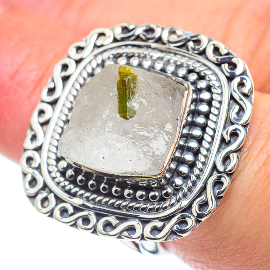 Green Tourmaline In Quartz Rings handcrafted by Ana Silver Co - RING57680