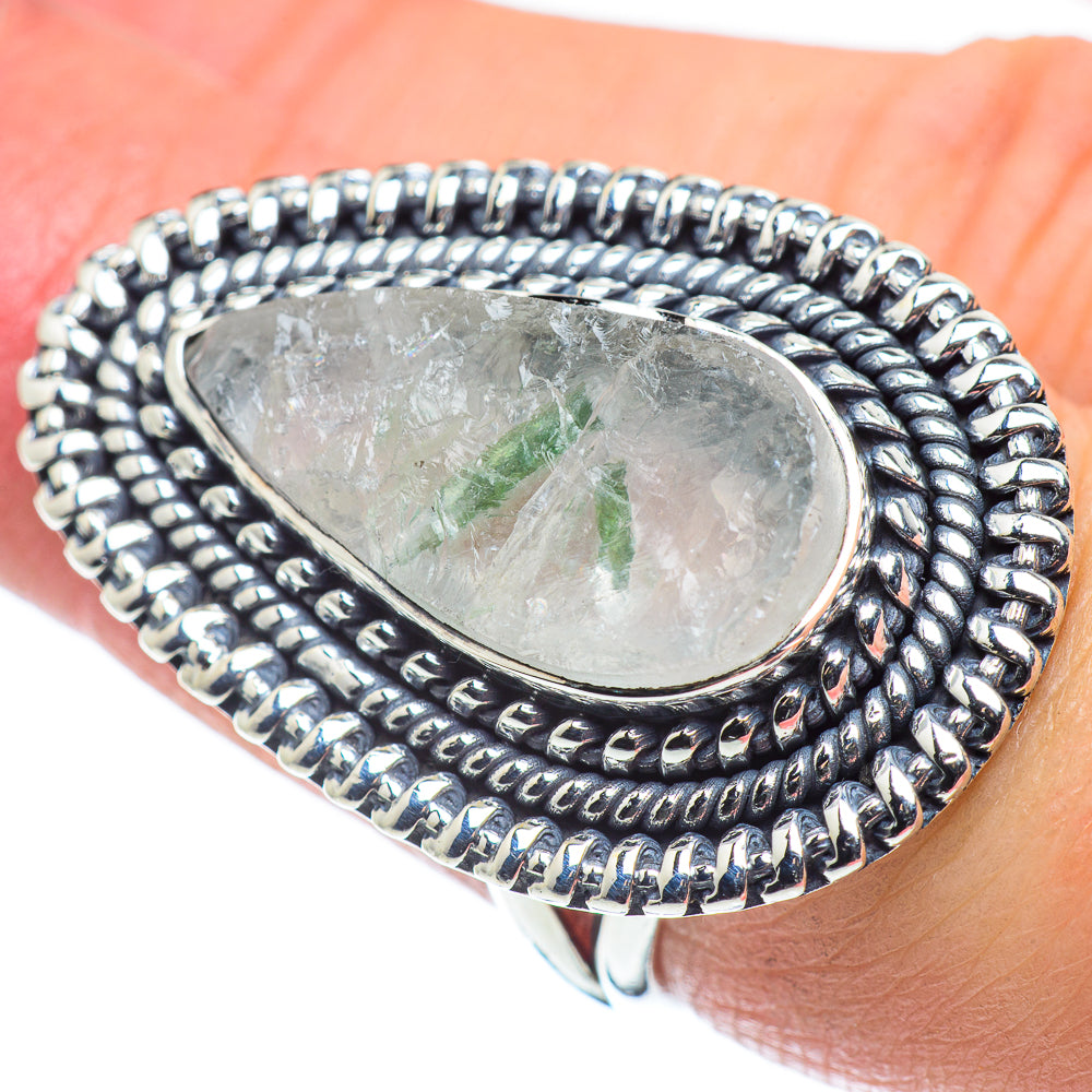 Green Tourmaline In Quartz Rings handcrafted by Ana Silver Co - RING57708