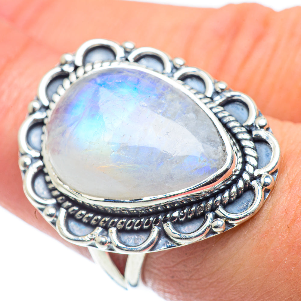 Rainbow Moonstone Rings handcrafted by Ana Silver Co - RING57727