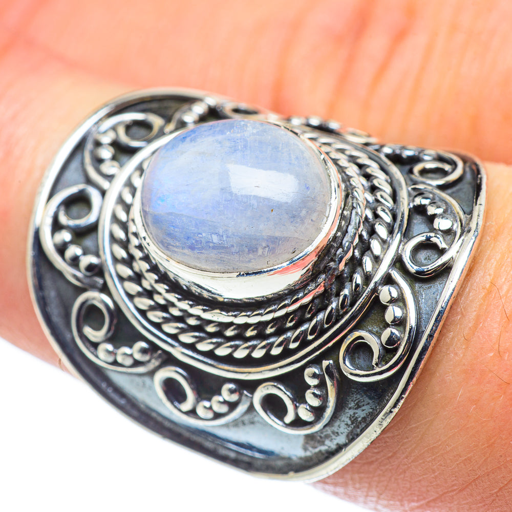 Rainbow Moonstone Rings handcrafted by Ana Silver Co - RING57728