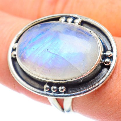Rainbow Moonstone Rings handcrafted by Ana Silver Co - RING57773