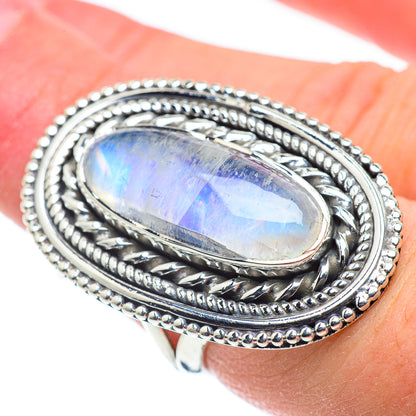 Rainbow Moonstone Rings handcrafted by Ana Silver Co - RING57798