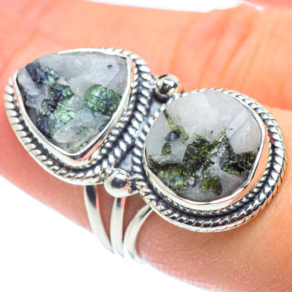 Green Tourmaline In Quartz Rings handcrafted by Ana Silver Co - RING57808