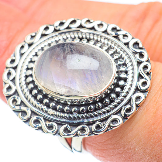 Rainbow Moonstone Rings handcrafted by Ana Silver Co - RING57825