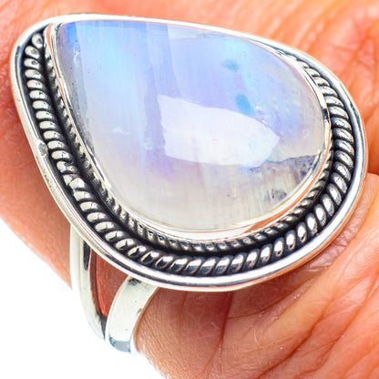 Rainbow Moonstone Rings handcrafted by Ana Silver Co - RING57851