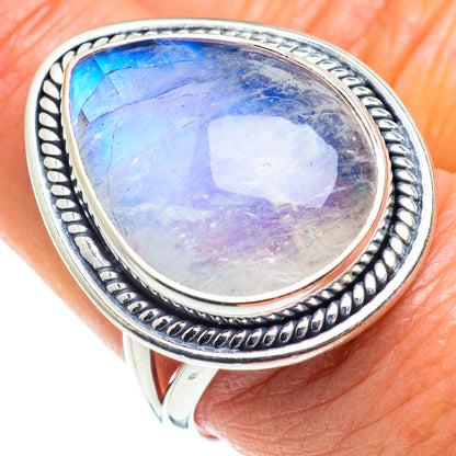 Rainbow Moonstone Rings handcrafted by Ana Silver Co - RING57855