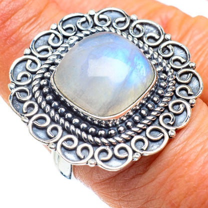 Rainbow Moonstone Rings handcrafted by Ana Silver Co - RING57859