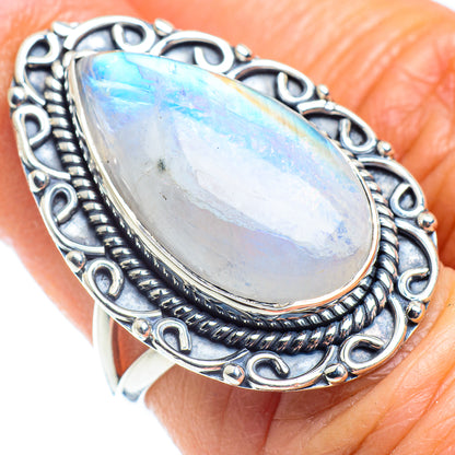 Rainbow Moonstone Rings handcrafted by Ana Silver Co - RING57867