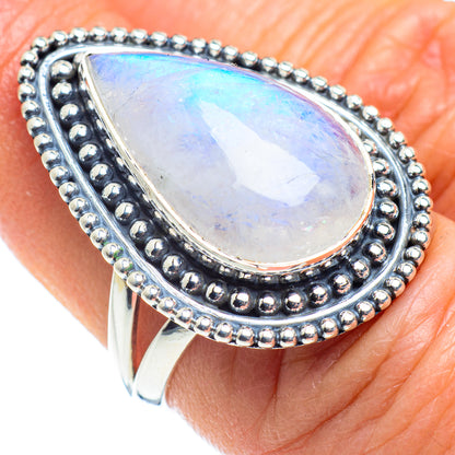 Rainbow Moonstone Rings handcrafted by Ana Silver Co - RING57871