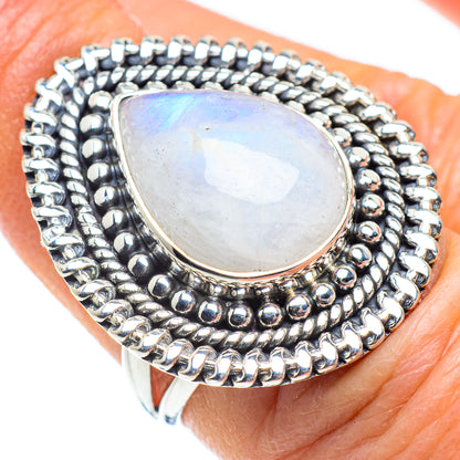 Rainbow Moonstone Rings handcrafted by Ana Silver Co - RING57886