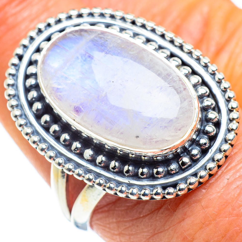 Rainbow Moonstone Rings handcrafted by Ana Silver Co - RING57889
