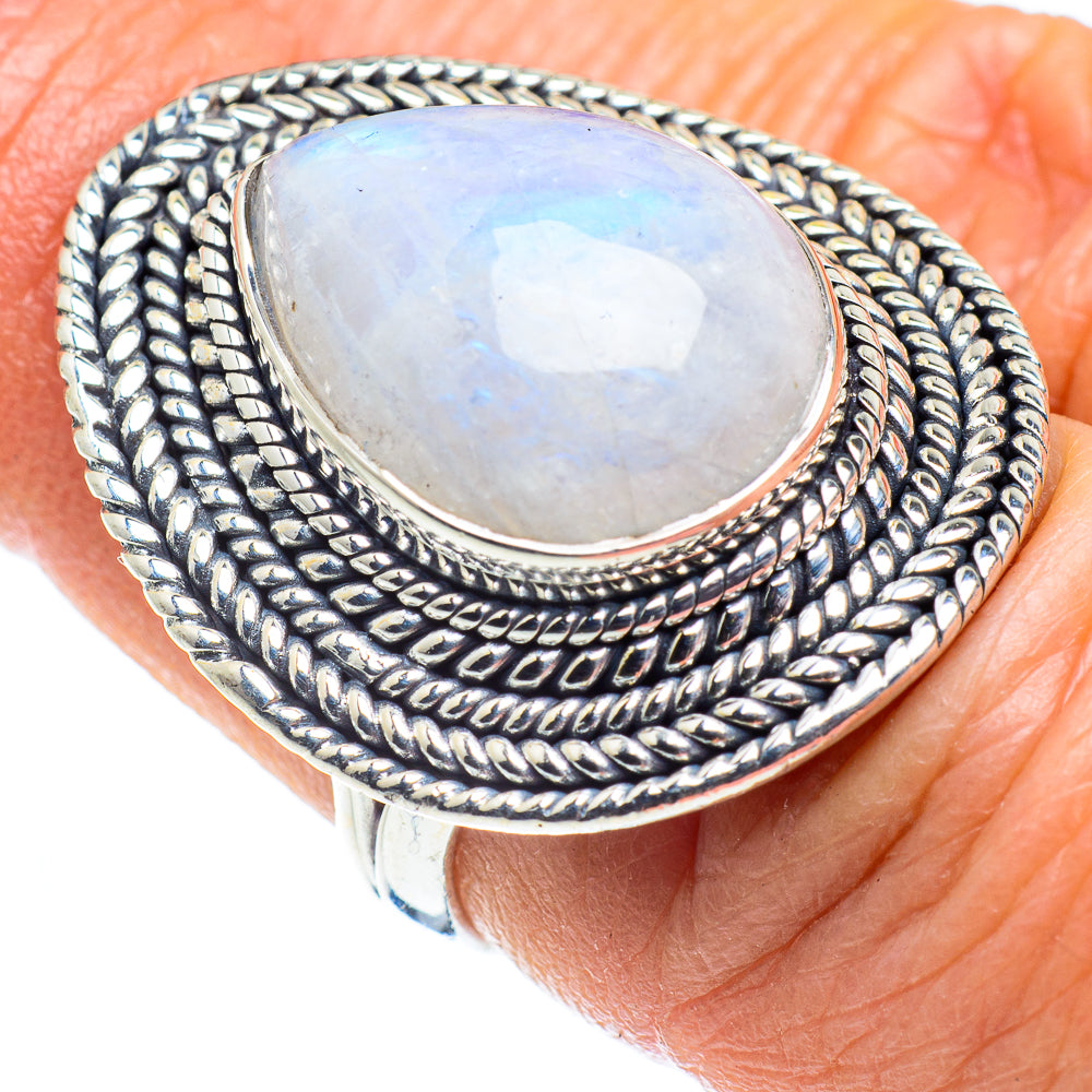 Rainbow Moonstone Rings handcrafted by Ana Silver Co - RING57892