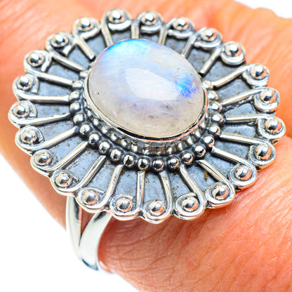 Rainbow Moonstone Rings handcrafted by Ana Silver Co - RING57901