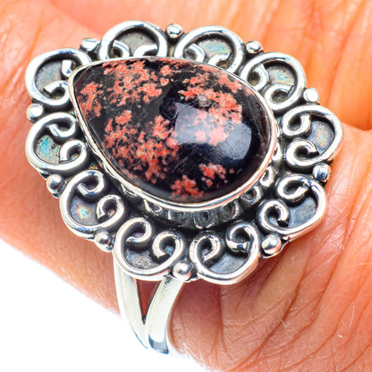 Snowflake Obsidian Rings handcrafted by Ana Silver Co - RING57918